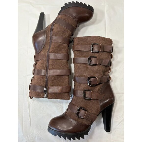 DIANA Dark Brown strappy leather boots - Picture 7 of 14